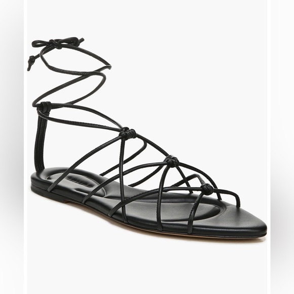 VINCE Women's Kenna Leather Strappy Knotted Flat Sandals EUR 36/US 6M Black $280 - Picture 2 of 13